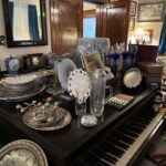 Baby Grand Piano. Dishware. Antiques.