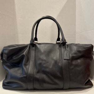 coach black leather duffle