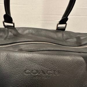 coach black leather duffle