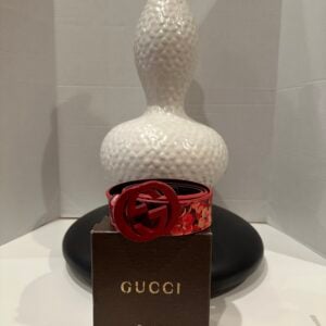 gucci flower bloom red buckle belt