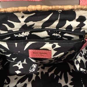kate spade pink handle straw bag