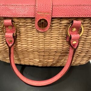 kate spade pink handle straw bag