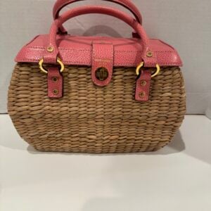 kate spade pink handle straw bag