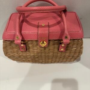 kate spade pink handle straw bag