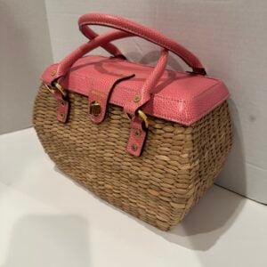 kate spade pink handle straw bag