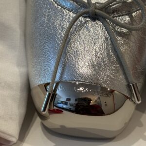 alexander mcqueen leather silver metal cap toe ballet flats