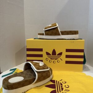 gucci x adidas monogrammed slides