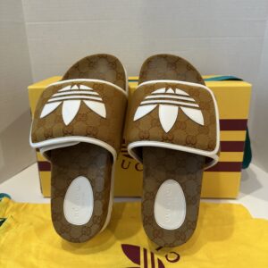 gucci x adidas monogrammed slides