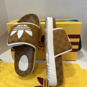 gucci x adidas monogrammed slides