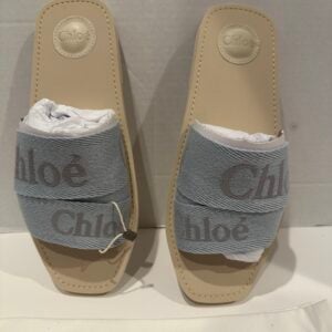 chloe logo woody slides