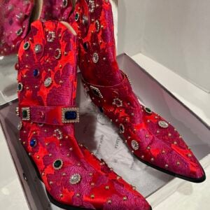 azalea wang red brocade gem western boots