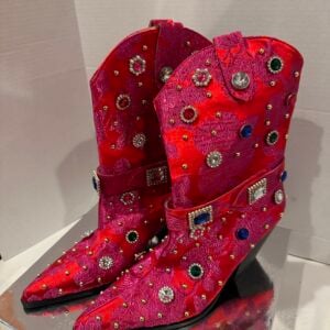 azalea wang red brocade gem western boots